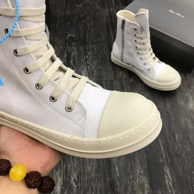 White Canvas High-Top Platform Lifestyle Sneakers 6
