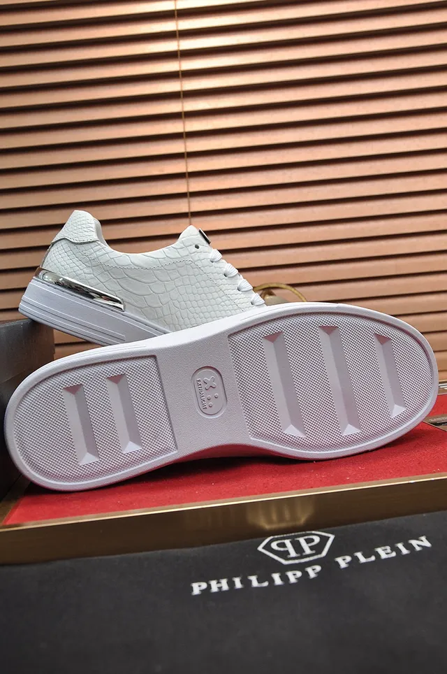 White Gold Snakeskin-Textured Upper Hexagonal Monogram Lifestyle Sneakers 4