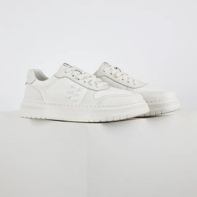 White Monochrome Platform Sole Sneakers 3