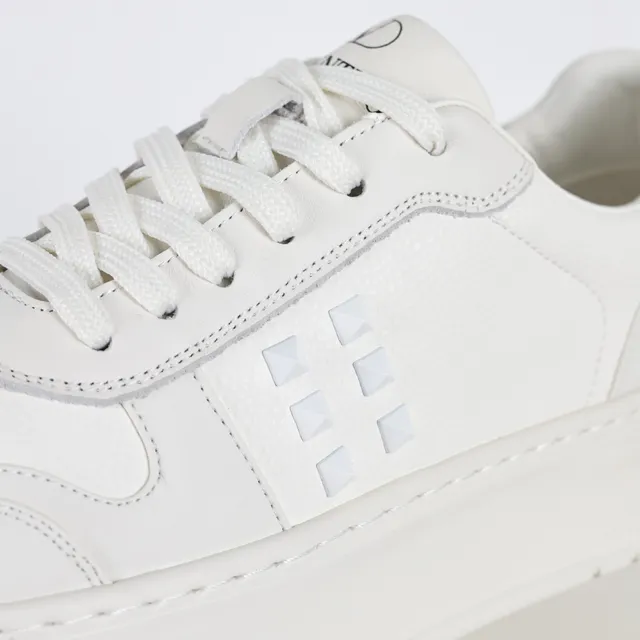 White Monochrome Platform Sole Sneakers 6