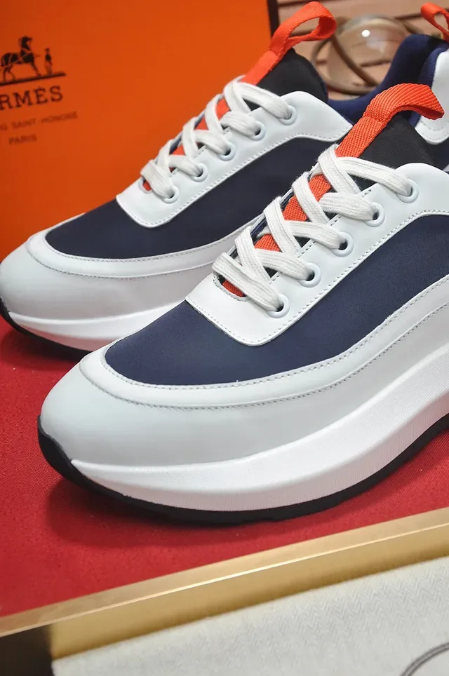 White Navy Orange Color-Block Lifestyle Sneaker 3