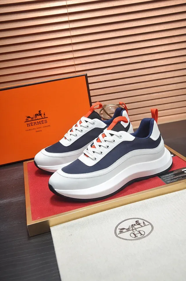 White Navy Orange Color-Block Lifestyle Sneaker 7