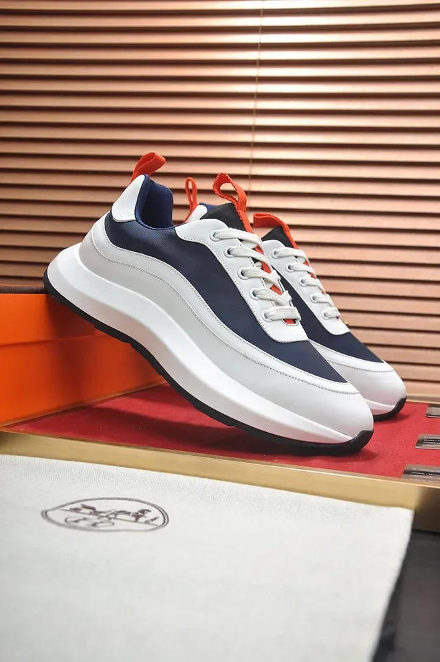 White Navy Orange Color-Block Lifestyle Sneaker 8