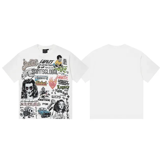 White Oversized Graphic Collage Print T-Shirt 2