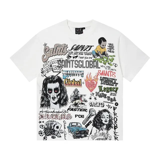 White Oversized Graphic Collage Print T-Shirt 3