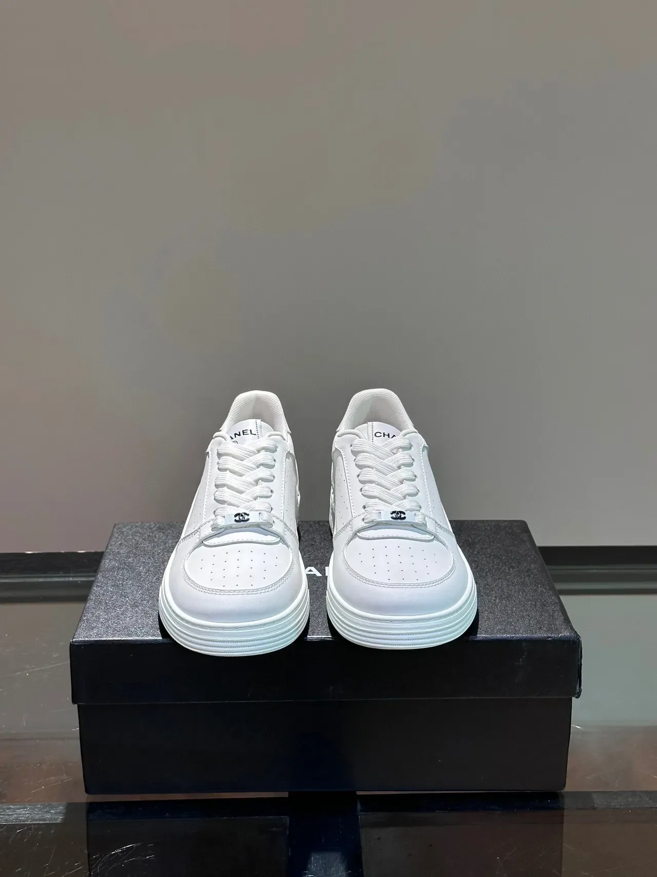 White Perforated Leather Low-Top Lifestyle Sneakers 2