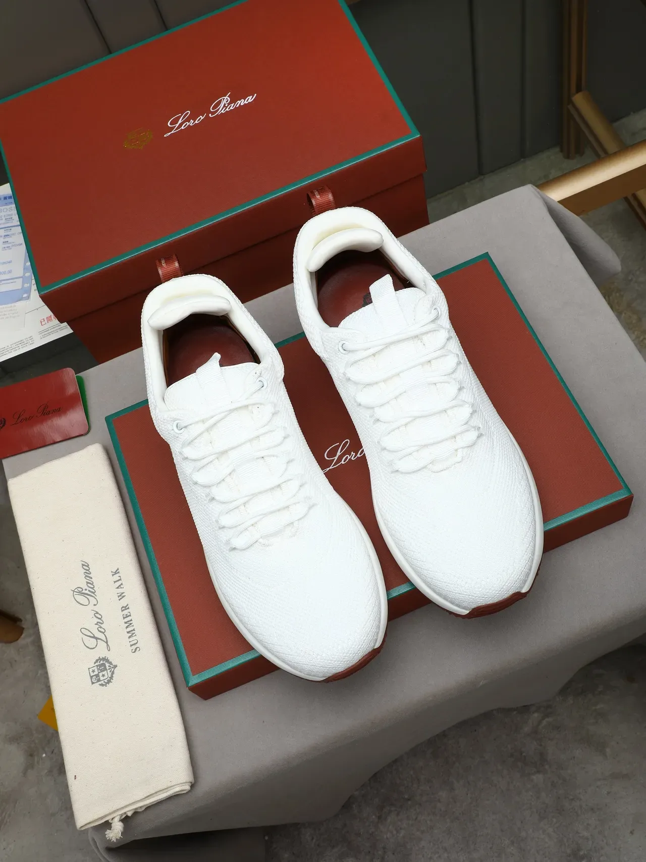 White Red Knit Mesh Upper Sculpted Midsole Sneakers 2
