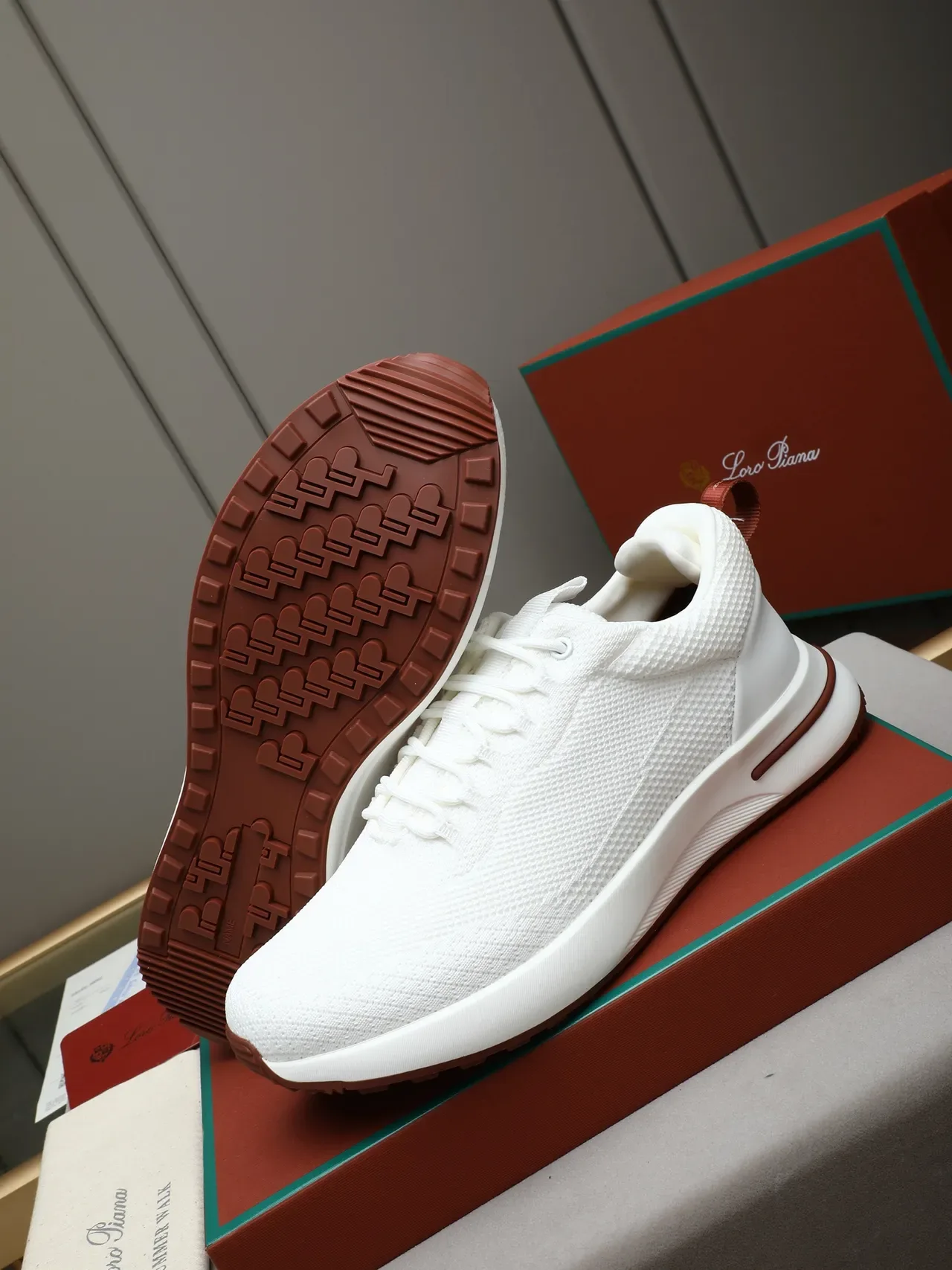 White Red Knit Mesh Upper Sculpted Midsole Sneakers 4