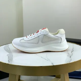 Blanco Rojo Cuero-Malla Híbrido Superior Esculpido Suela Gruesa Zapatillas
