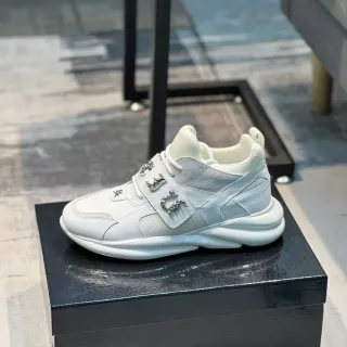 White Silver Chunky Sole Multi-Panel Upper Sneakers