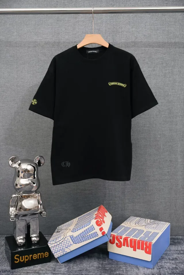 White Yellow Relaxed Fit Minimal Embroidery T-Shirt 3