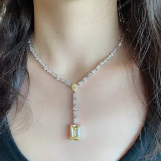Collier Lariat en pierres jaunes et transparentes en forme de Y