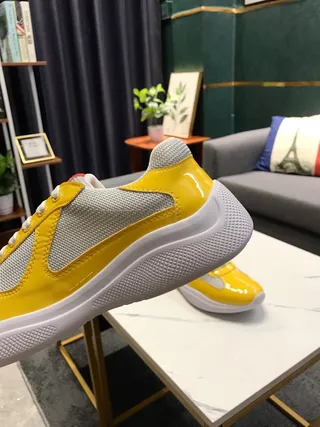 Yellow and Gray Panelled Low-Top Chunky Sneakers 4