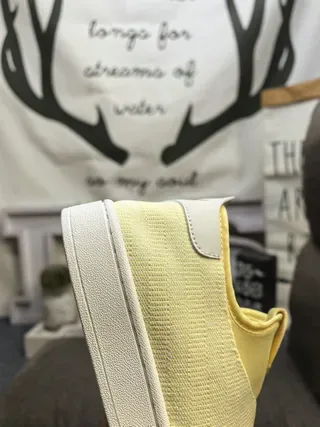 Yellow White Slip-On Elastic Strap Sneakers 3