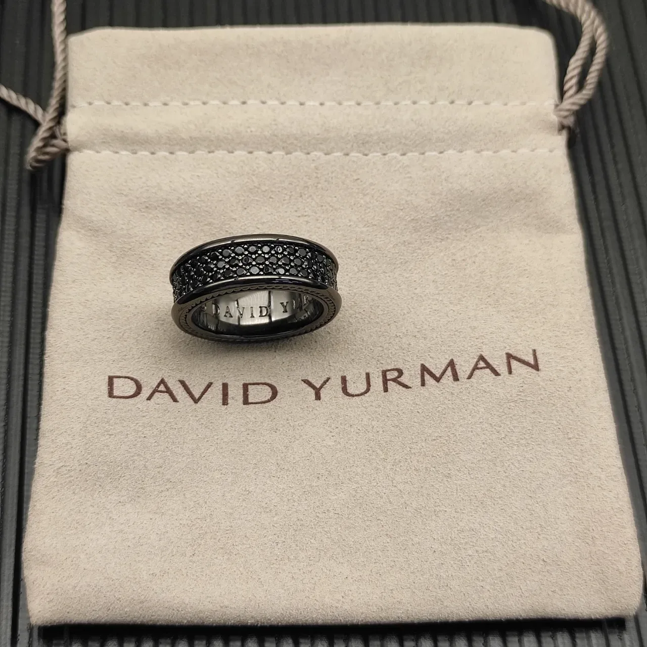 Yurman Wide Pavé Black Stone Ring 2