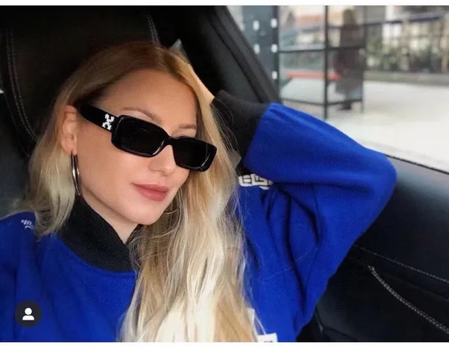 Gentle Monster نظارات شمسية سوداء فضية مستطيلة oversized إطار أسيتات سميك أمامي 5