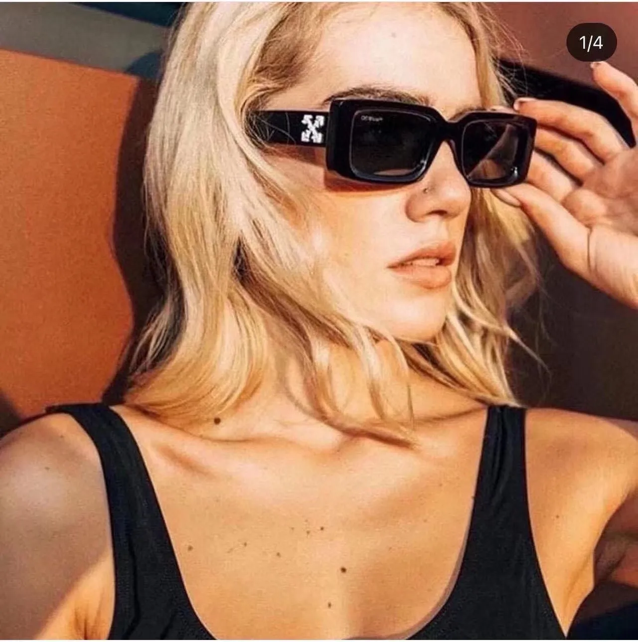 Gentle Monster نظارات شمسية سوداء فضية مستطيلة oversized إطار أسيتات سميك أمامي 6