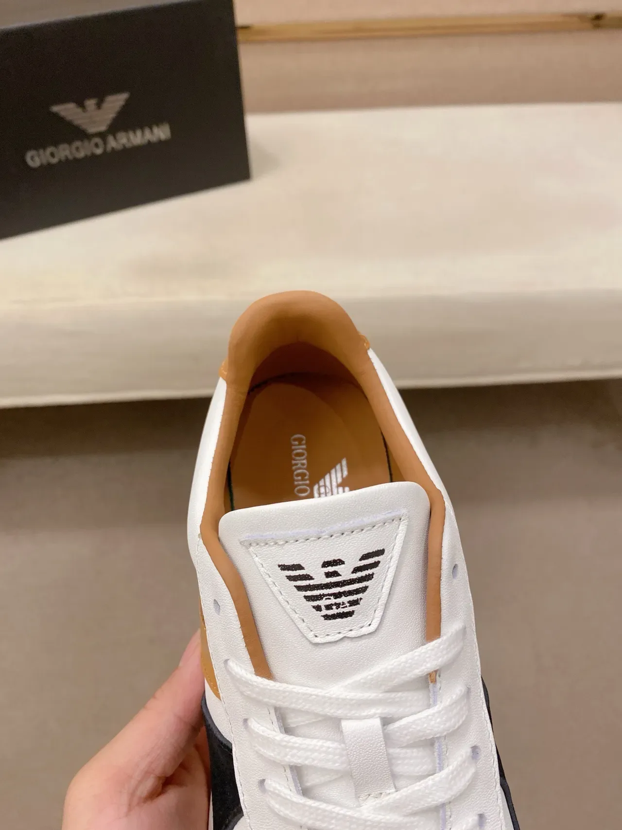Giorgio Armani 拼皮革和麂皮生活方式运动鞋 6