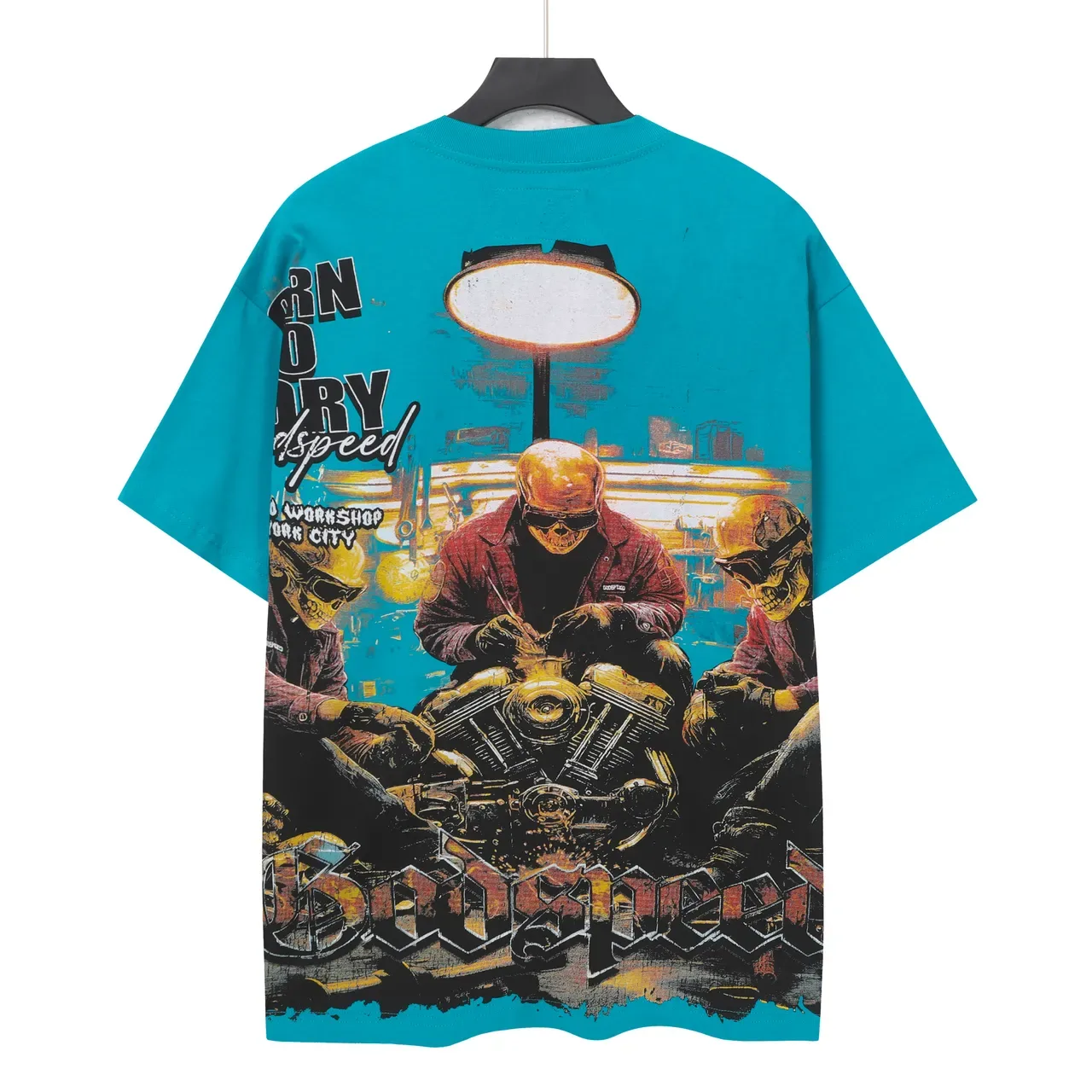 Godspeed Blue Red Oversized Fit Full-Front Graphic Print T-Shirt 3