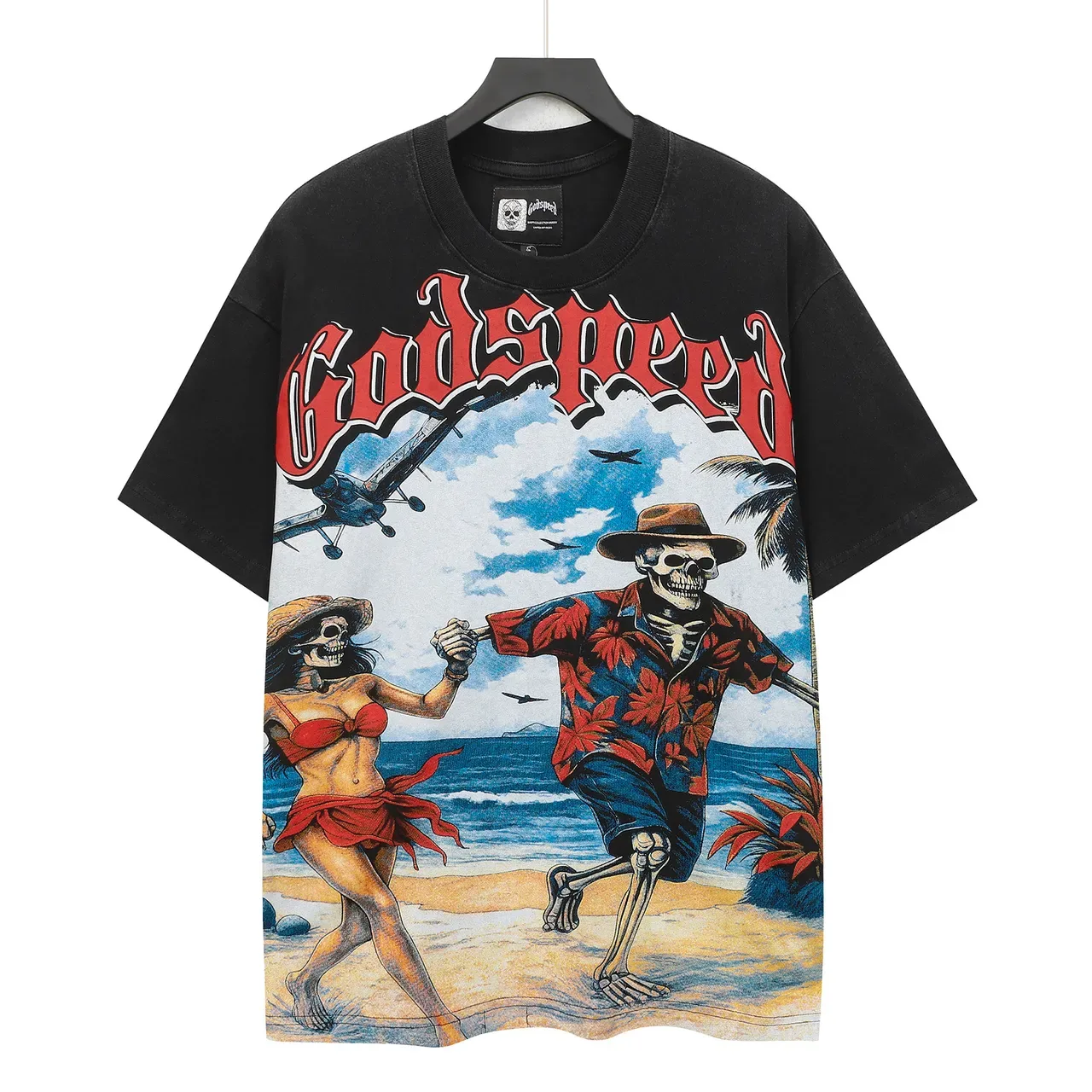 Godspeed Skeleton Beach Graphic Black T-Shirt 2