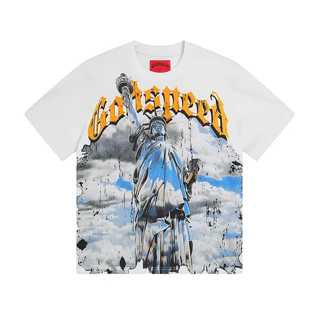 Camiseta oversized Godspeed con estampado gráfico de la Estatua de la Libertad 2