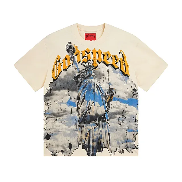 Camiseta oversized Godspeed con estampado gráfico de la Estatua de la Libertad 4