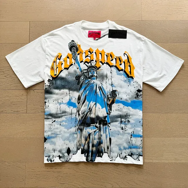 Camiseta oversized Godspeed con estampado gráfico de la Estatua de la Libertad 9
