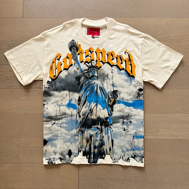 Camiseta oversized Godspeed con estampado gráfico de la Estatua de la Libertad 12
