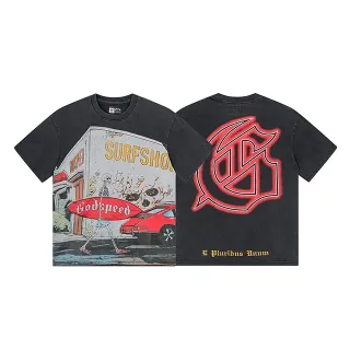 تي شيرت أسود بطبعة هيكل عظمي Godspeed Surfshop