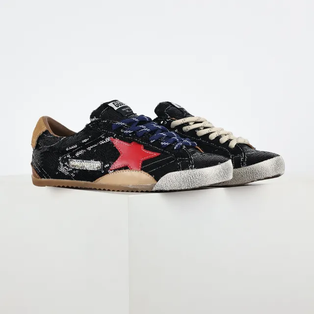 Golden Goose Superstar Sneakers lifestyle noires paillettes étoile rouge 3