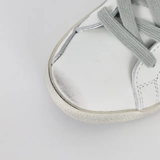 Golden Goose Superstar Distressed White Leather Glitter Star Lifestyle Sneakers 5