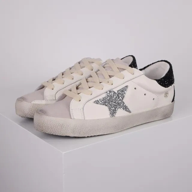 Golden Goose Superstar Off-White Glitter Star حذاء أسلوب الحياة 2