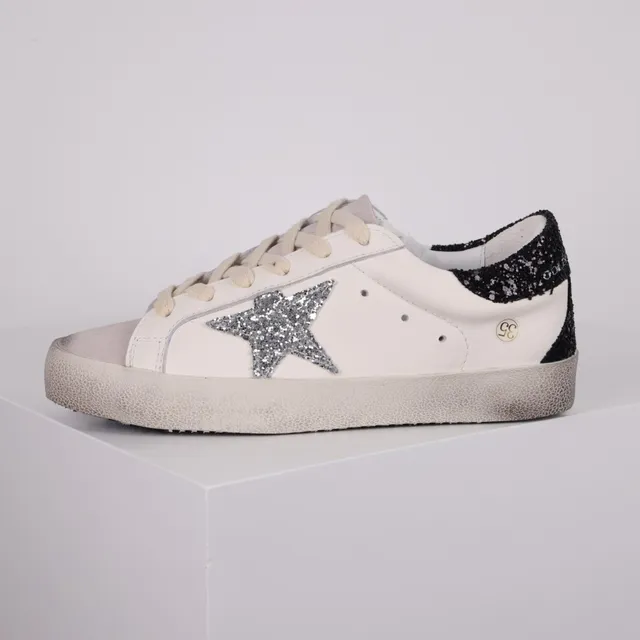 Golden Goose Superstar Off-White Glitter Star حذاء أسلوب الحياة 9