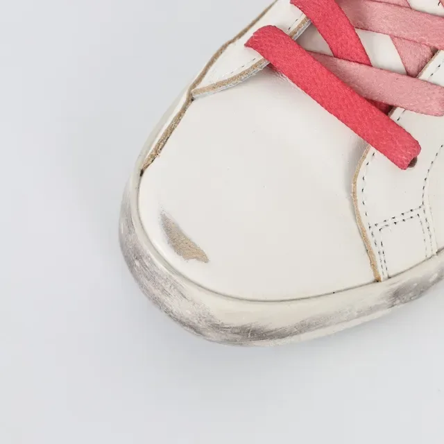 Golden Goose Blanc Rose Cuir Distressed Étoile Glitter Appliqué Sneakers Lifestyle 5