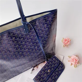 Goyard Saint-Louis Royal Blue कोटेड कैनवास टोट बैग 12
