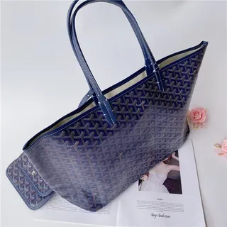 Goyard Saint-Louis Royal Blue कोटेड कैनवास टोट बैग 15