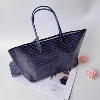 Goyard Saint-Louis Royal Blue कोटेड कैनवास टोट बैग 16