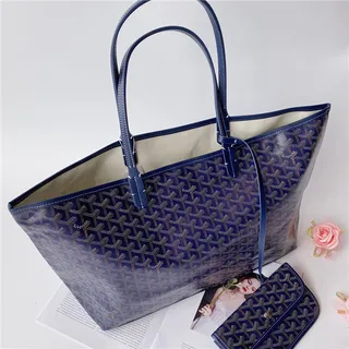 Goyard Saint-Louis Royal Blue कोटेड कैनवास टोट बैग 17