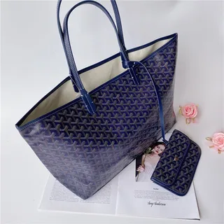 Goyard Saint-Louis Royal Blue कोटेड कैनवास टोट बैग 18