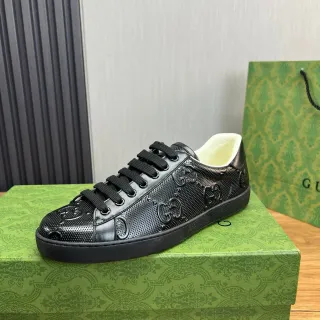 Gucci Ace 黑色镂空 GG Monogram 生活方式运动鞋