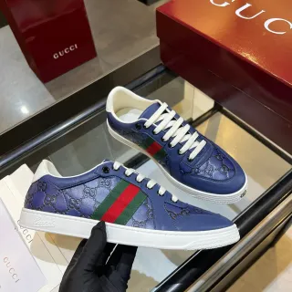 Gucci Ace 蓝色 GG Monogram Web Stripe 生活方式运动鞋
