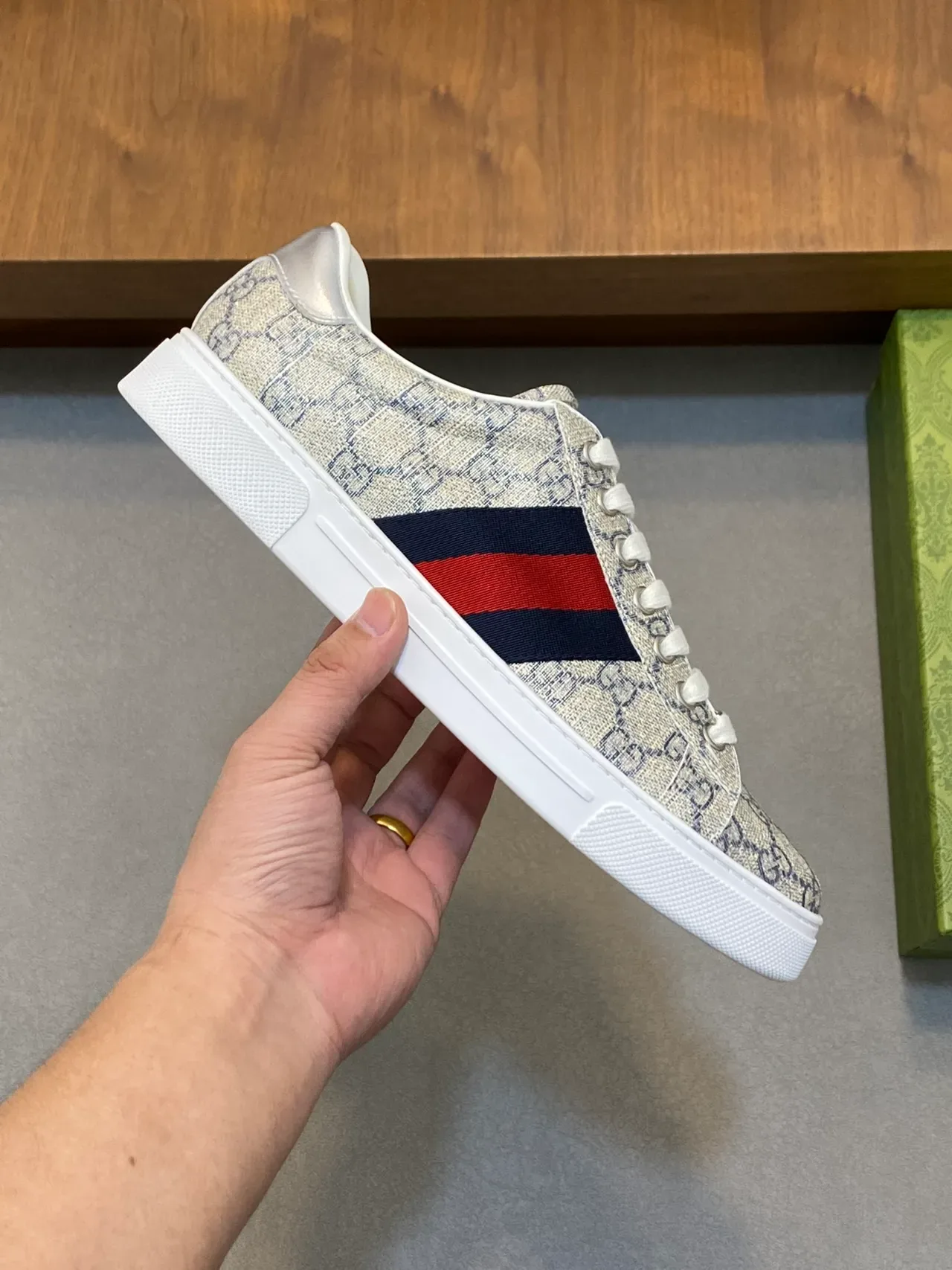 Gucci Ace GG Monogram Canvas Web Stripe Lifestyle Sneakers 4