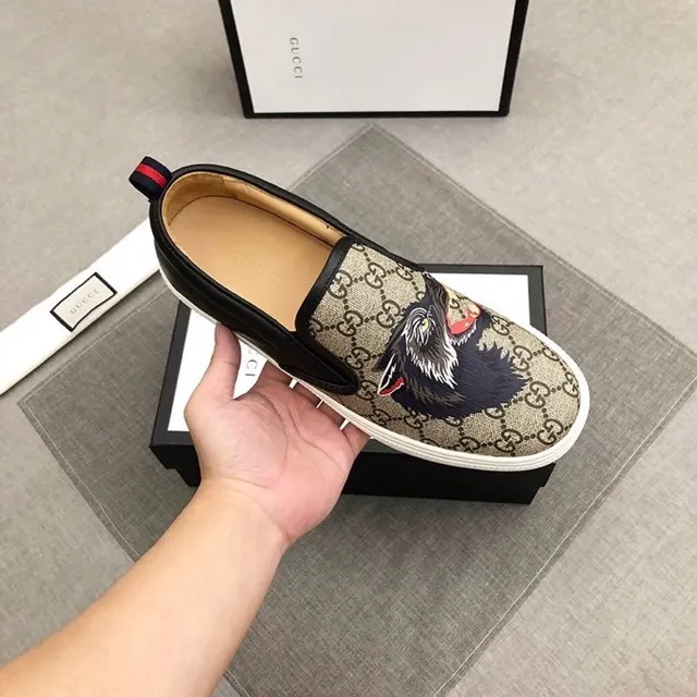 Gucci Ace Tiger Embroidered GG Monogram Loafers 6