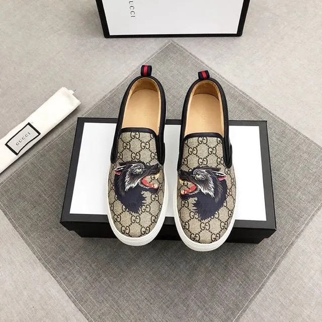 Gucci Ace Tiger Embroidered GG Monogram Loafers 8