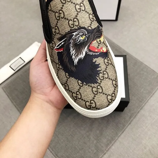 Gucci Ace Tiger Embroidered GG Monogram Loafers 9