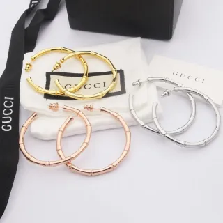 Gucci أقراط حلق خيزران ذهبي فضي مقسمة كبيرة