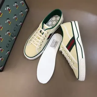Gucci Zapatillas Lifestyle Beige Verde Lona Superior Rayas Web