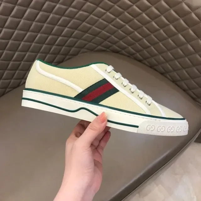 Gucci Beige Green Canvas Upper Web Stripe Lifestyle Sneakers 2
