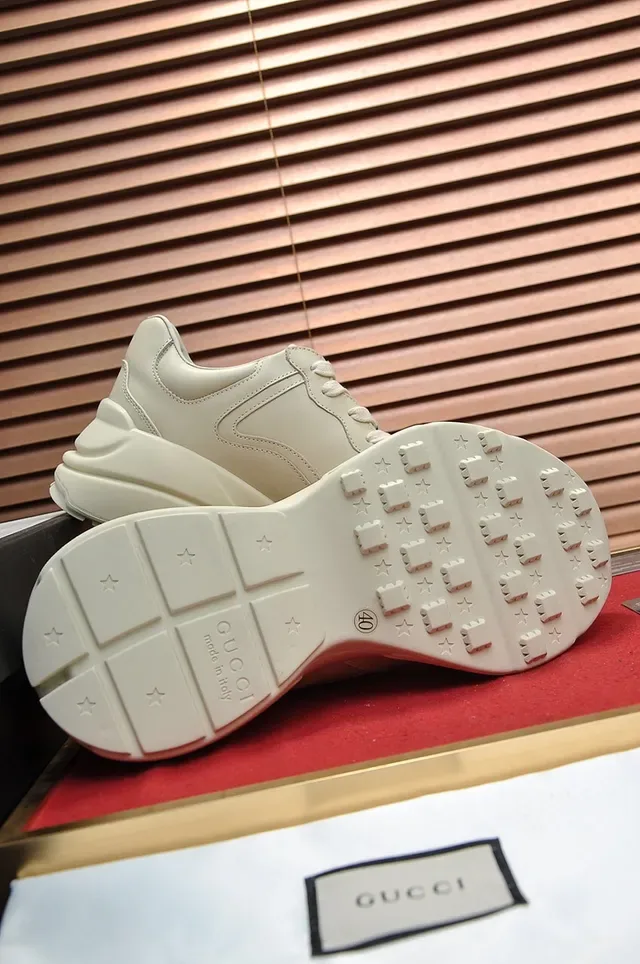 Gucci 米色红 厚底 皮革鞋面 休闲运动鞋 2