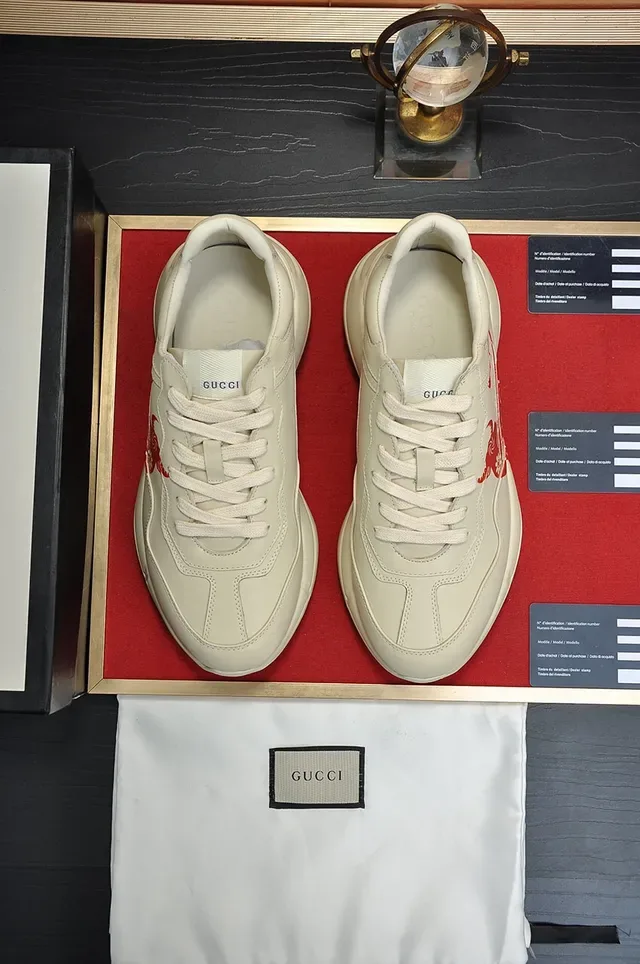 Gucci 米色红 厚底 皮革鞋面 休闲运动鞋 5